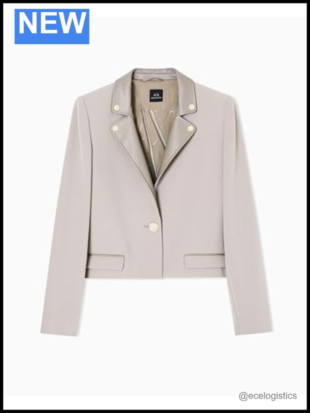 Faux Leather Blazer Cropped Double Front Pocket